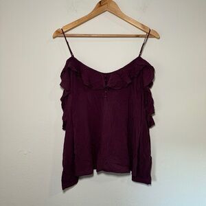 PAIGE Blouse Women's XS Purple Off the Shoulder Flutter Sleeve Date Night